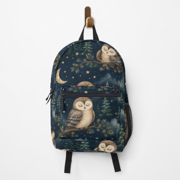 Item preview, Sleeping Owl Moonlit Forest Night Pattern designed and sold by ArtComixHaven.