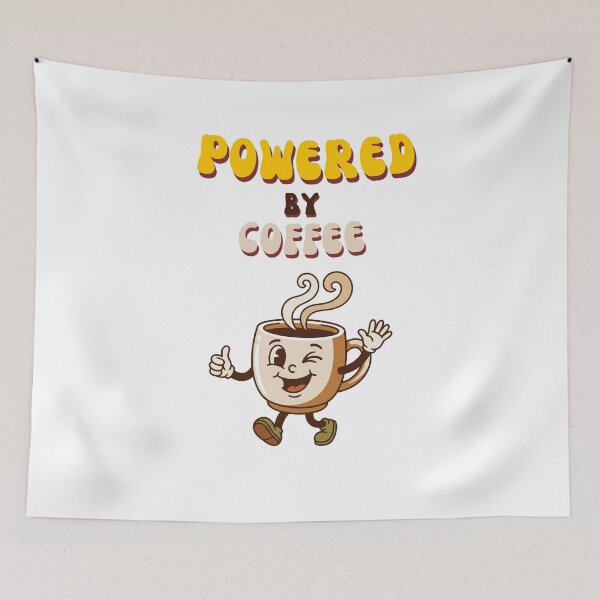 Item preview, Powered By Coffee - Retro Coffee Mug Character Art designed and sold by InfiniteOrbit.