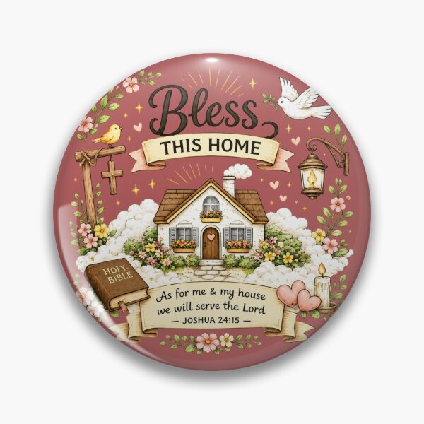 Item preview, Bless This Home Christian Design | Joshua 24:15 Bible Verse Aesthetic | Faith Based Cozy Cottage Artwork designed and sold by JustStickers4U.