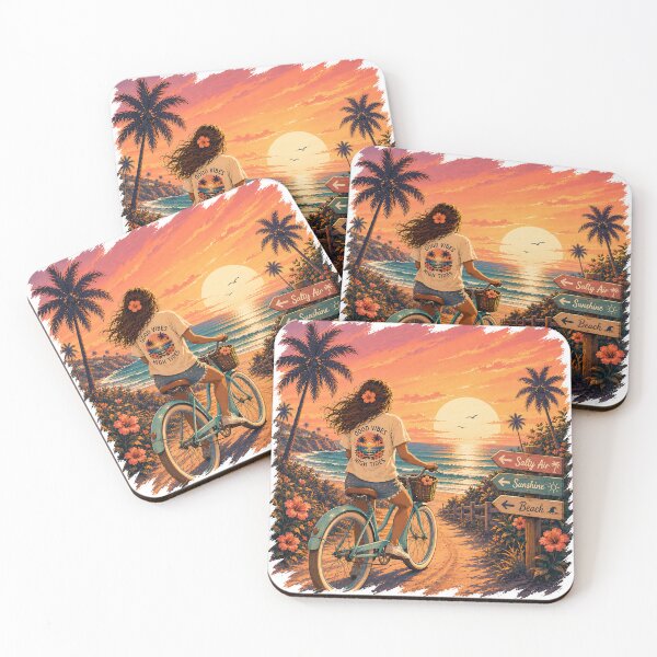 Item preview, Retro Beach Bicycle Sunset | Good Vibes High Tides Coastal Aesthetic designed and sold by Digital Culture Studio.