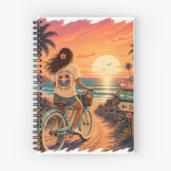 Item preview, Retro Beach Bicycle Sunset | Good Vibes High Tides Coastal Aesthetic designed and sold by Digital Culture Studio.