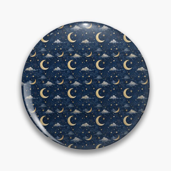 Item preview, Golden Crescent Moon Starry Night Pattern designed and sold by ArtComixHaven.