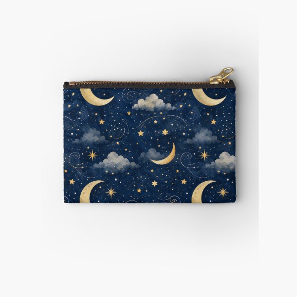 Item preview, Golden Crescent Moon Starry Night Pattern designed and sold by ArtComixHaven.