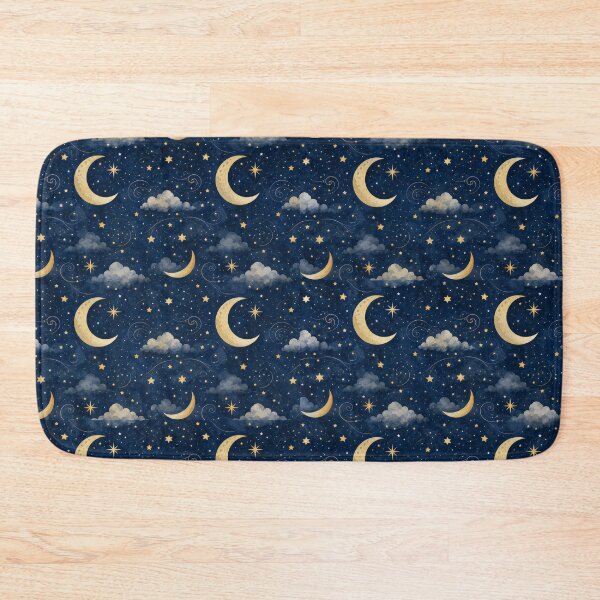 Item preview, Golden Crescent Moon Starry Night Pattern designed and sold by ArtComixHaven.