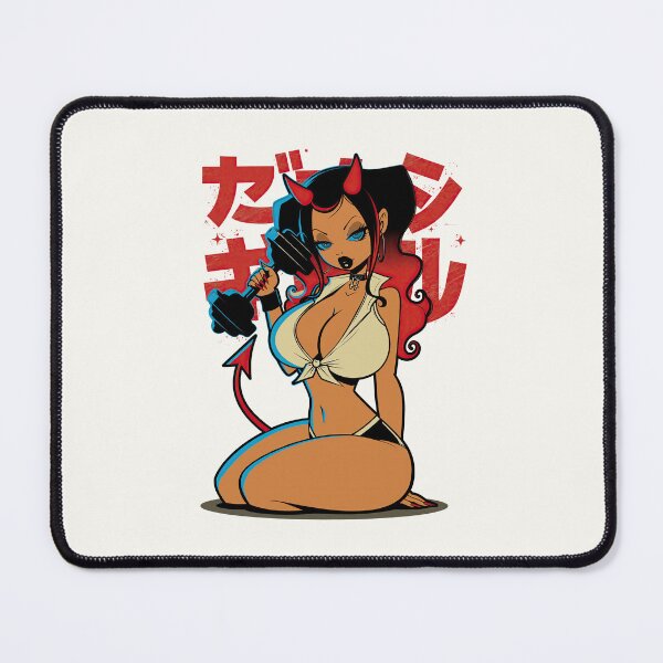 Item preview, Fitness Devil Girl Pinup cartoon demon girl designed and sold by blackdogshop.