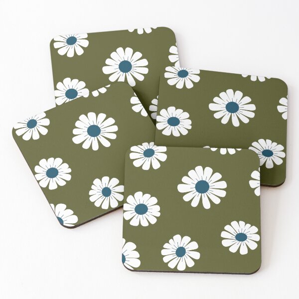 Item preview, Retro 70s Daisy Flower Pattern Olive Green designed and sold by jttrends.