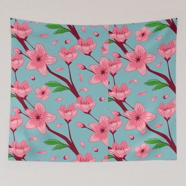 Item preview, Japanese Cherry Blossom Sakura Pattern Soft Blue designed and sold by jttrends.