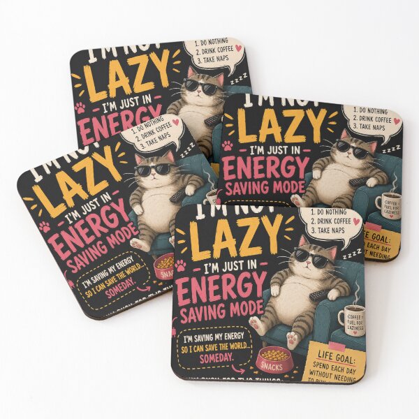 Item preview, Lazy Cat Energy Saving Mode Funny Humor Art Poster designed and sold by riki2365.
