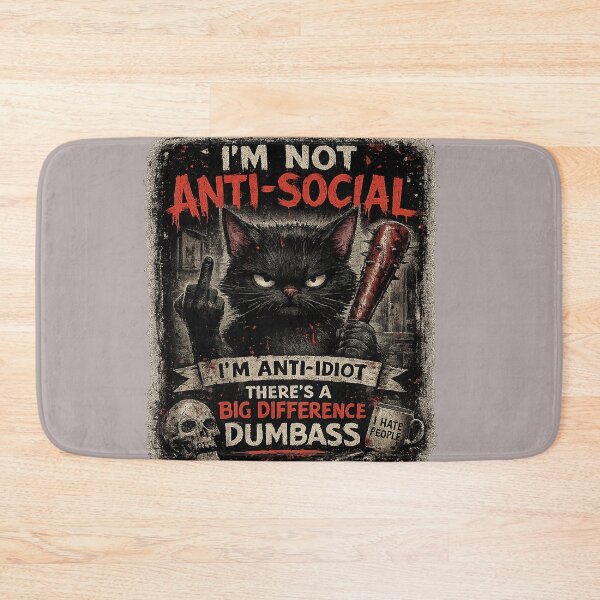 Item preview, I’m Not Anti-Social, I’m Anti-Idiot | Dark Humor Black Cat Design designed and sold by Alchemy Forge.