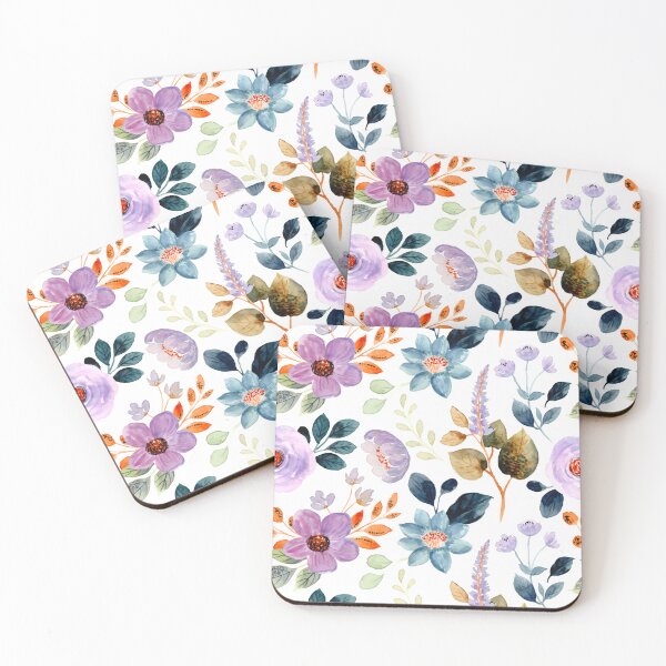 Item preview, Watercolor Vintage Floral Pattern Purple Blue designed and sold by jttrends.