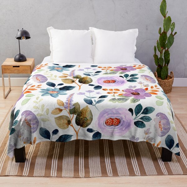 Item preview, Watercolor Vintage Floral Pattern Purple Blue designed and sold by jttrends.