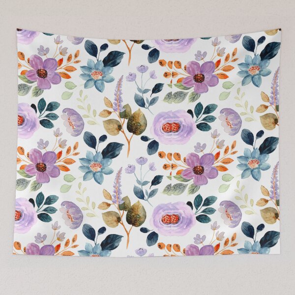Item preview, Watercolor Vintage Floral Pattern Purple Blue designed and sold by jttrends.