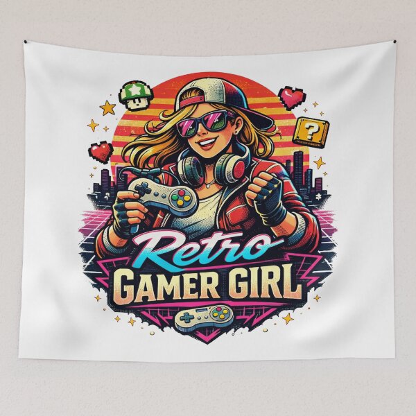 Item preview, Retro Arcade Style Gamer Girl Vintage Video Games designed and sold by JonelleTshirts.