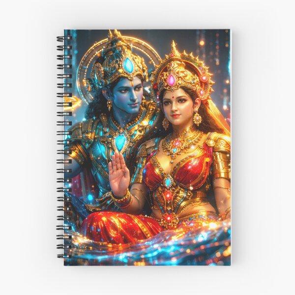 Item preview, Lakshmi & Vishnu Cosmic Ocean — Hindu God Art | Cyberpunk designed and sold by CosmicLotusArt.