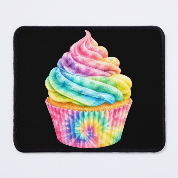 Item preview, Rainbow Tie Dye Cupcake Watercolor Art designed and sold by jgvisualarts.