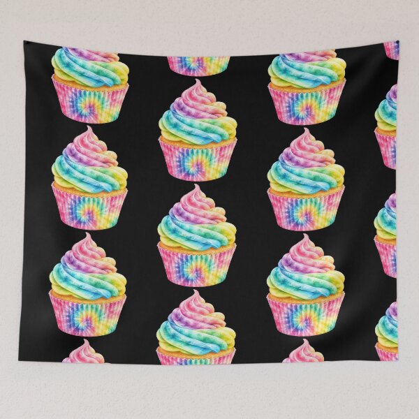 Item preview, Rainbow Tie Dye Cupcake Watercolor Art designed and sold by jgvisualarts.