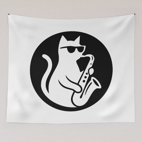 Item preview, Cool Jazz Cat Saxophone designed and sold by AnnSign.