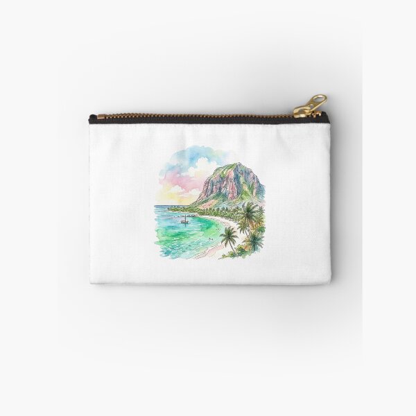 Item preview, Watercolor Le Morne Mountain Mauritius Beach designed and sold by DuckOddity.