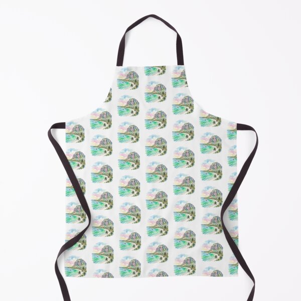 Item preview, Watercolor Le Morne Mountain Mauritius Beach designed and sold by DuckOddity.