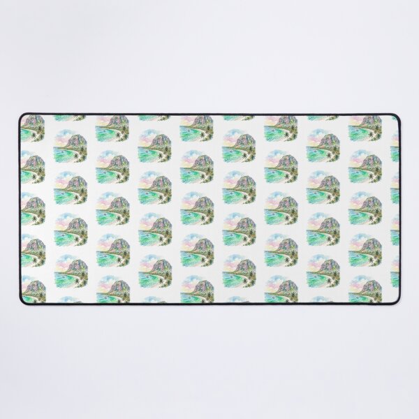 Item preview, Watercolor Le Morne Mountain Mauritius Beach designed and sold by DuckOddity.