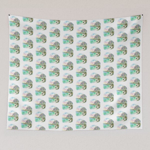 Item preview, Watercolor Le Morne Mountain Mauritius Beach designed and sold by DuckOddity.