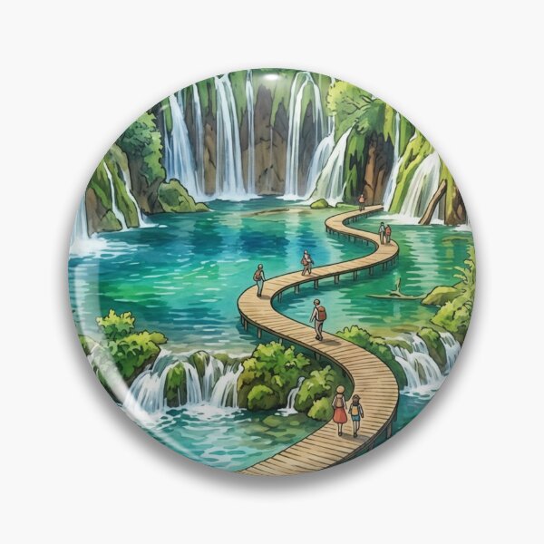 Item preview, Vintage Plitvice Lakes National Park Travel Poster designed and sold by SpiriTravels.