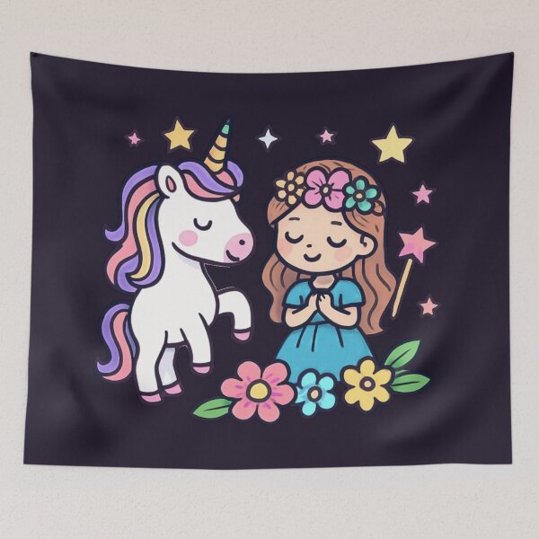 Item preview, Cute Kawaii Princess & Rainbow Unicorn: Magical Fantasy Friendship Sticker designed and sold by Yasmine Mohammed.
