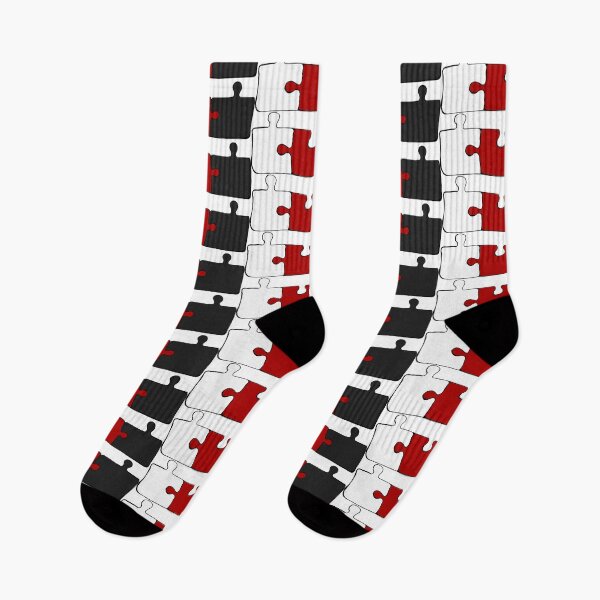 Artikelvorschau, Rote, schwarze und weiße Puzzleteile entworfen und verkauft von HarveyHandcraftsandDesigns.