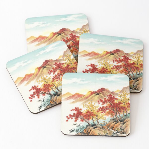 Item preview, Autumn Mountains in Red designed and sold by Enchanting East.