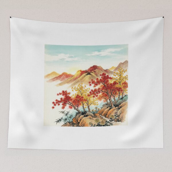 Item preview, Autumn Mountains in Red designed and sold by Enchanting East.