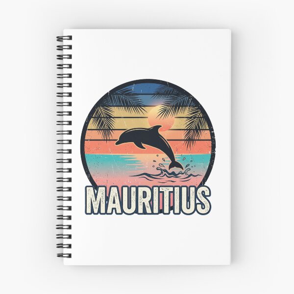 Aperçu de l'œuvre Coucher de soleil rétro années 80, plage des dauphins à l'île Maurice créée et vendue par DuckOddity.