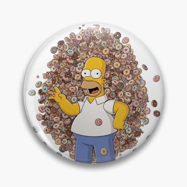 Item preview, Homer Simpson Standing with Huge Donut Pile Cartoon designed and sold by DohLab.