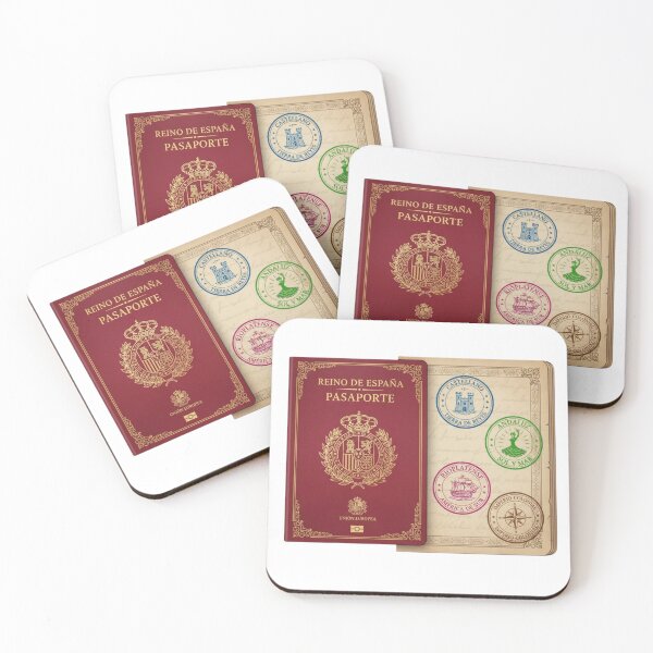 Item preview, Spanish language passport stamps Castellano Rioplatense polyglot vintage gift designed and sold by language-des.