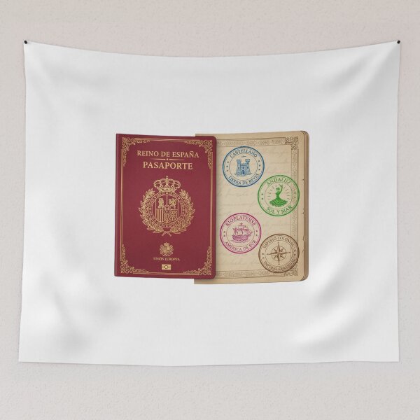 Item preview, Spanish language passport stamps Castellano Rioplatense polyglot vintage gift designed and sold by language-des.