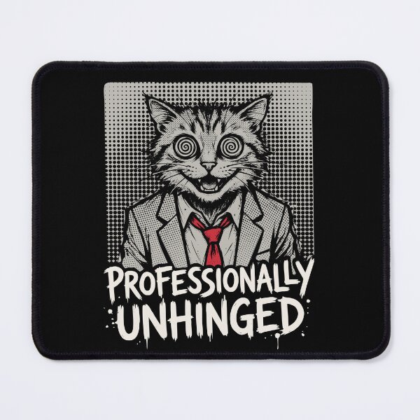 Item preview, Professionally Unhinged Cat Suit Spiral Eyes Grunge Dark Humor designed and sold by cabana.space.