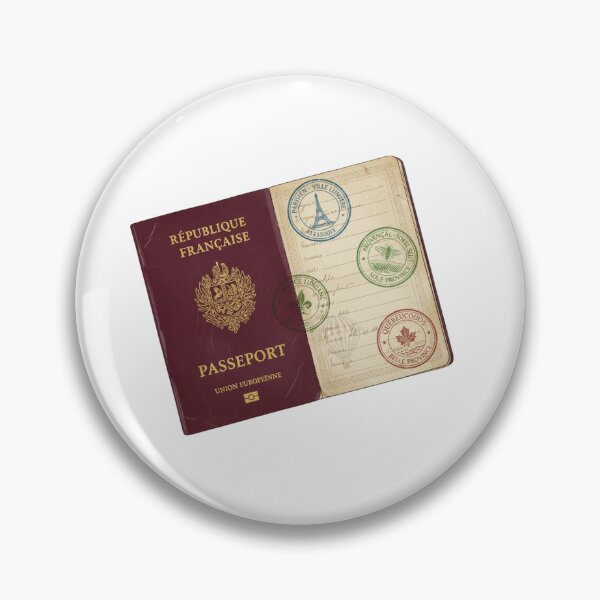 Item preview, French language passport stamps Parisien Québécois polyglot vintage gift designed and sold by language-des.
