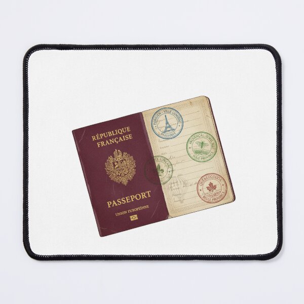 Item preview, French language passport stamps Parisien Québécois polyglot vintage gift designed and sold by language-des.