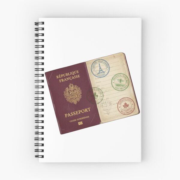 Item preview, French language passport stamps Parisien Québécois polyglot vintage gift designed and sold by language-des.