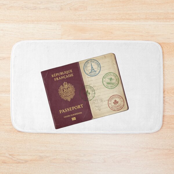 Item preview, French language passport stamps Parisien Québécois polyglot vintage gift designed and sold by language-des.