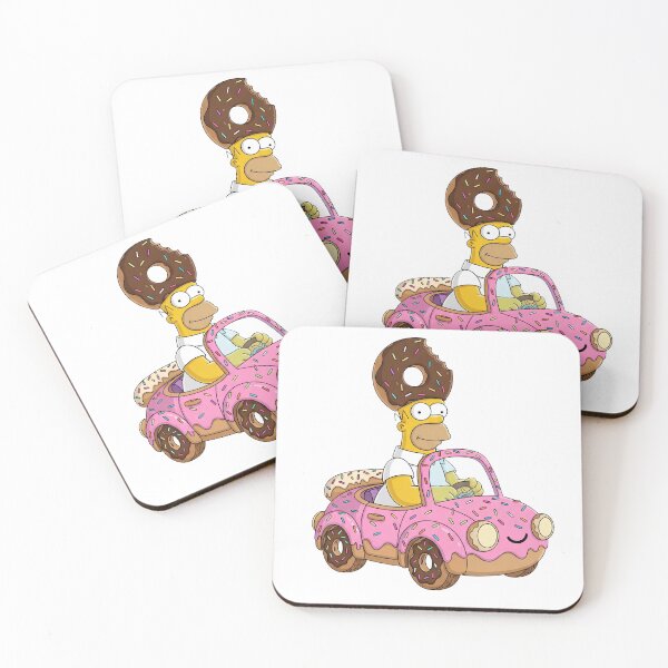 Item preview, Homer Simpson Driving a Pink Donut Car Cartoon designed and sold by DohLab.