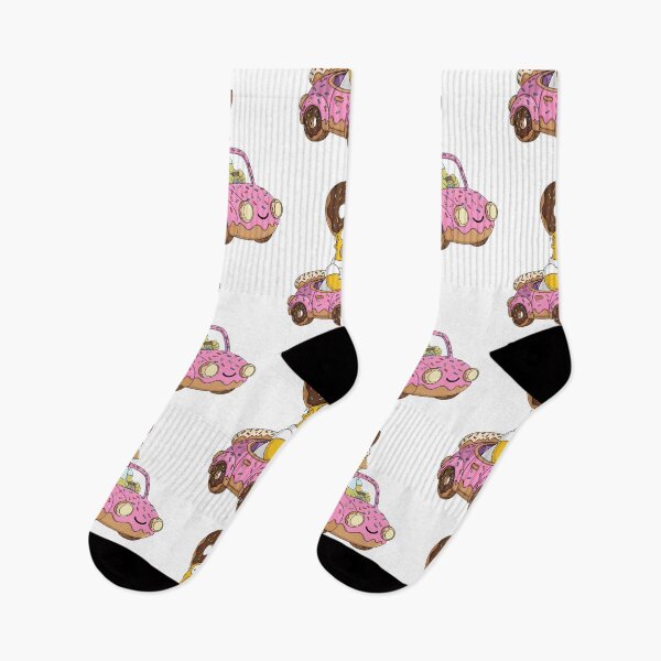 Item preview, Homer Simpson Driving a Pink Donut Car Cartoon designed and sold by DohLab.