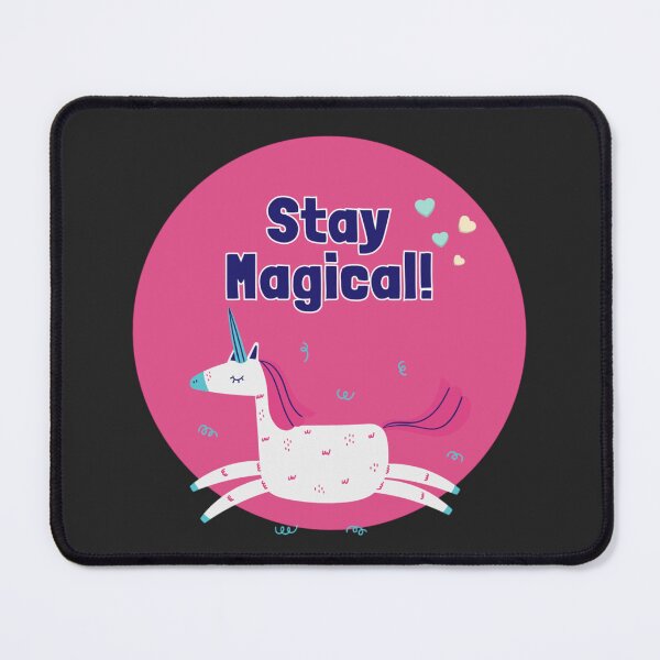 Item preview, Stay Magical! Cute Pink Unicorn Typography Badge & Positive Affirmation Sticker designed and sold by Yasmine Mohammed.