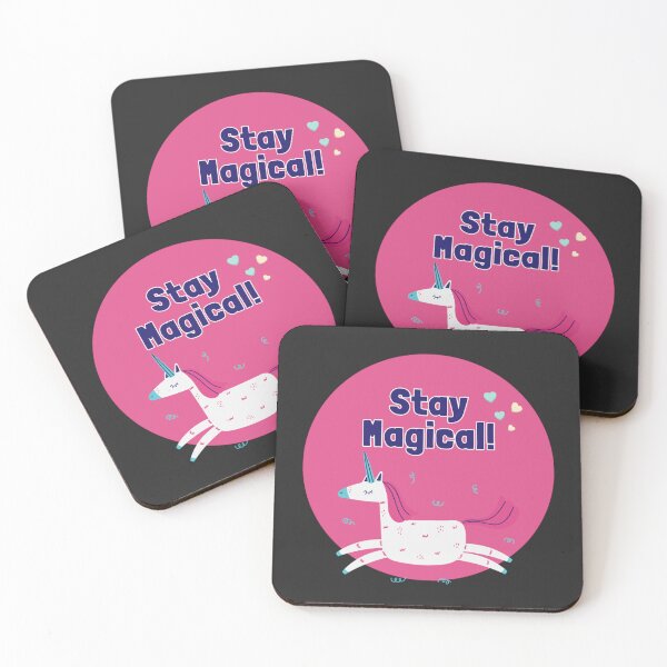 Item preview, Stay Magical! Cute Pink Unicorn Typography Badge & Positive Affirmation Sticker designed and sold by Yasmine Mohammed.