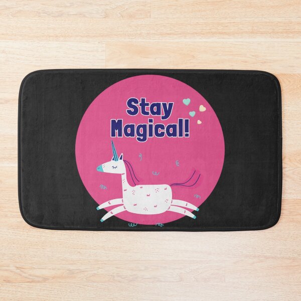 Item preview, Stay Magical! Cute Pink Unicorn Typography Badge & Positive Affirmation Sticker designed and sold by Yasmine Mohammed.