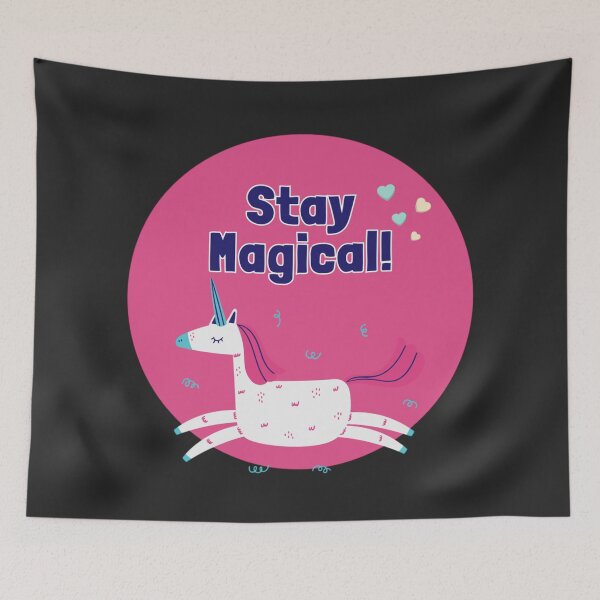 Item preview, Stay Magical! Cute Pink Unicorn Typography Badge & Positive Affirmation Sticker designed and sold by Yasmine Mohammed.