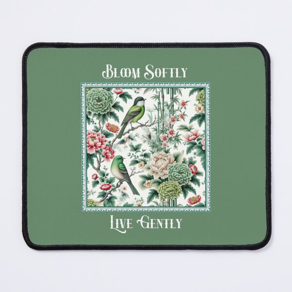 Item preview, Bloom Softly Live Gently Vintage Floral Bird Cottagecore Design designed and sold by Sachie's Studio.