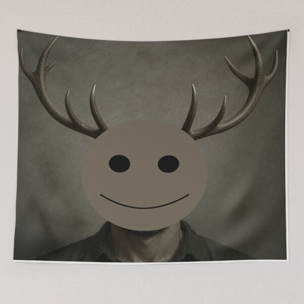 Item preview, Smiling Antler Man | Weirdcore Surreal Portrait Art designed and sold by Jankes88.