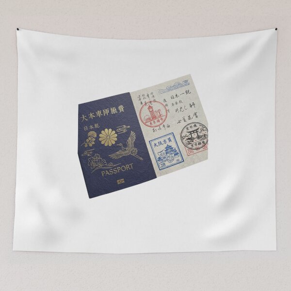 Item preview, Japanese language passport stamps dialect learner polyglot vintage gift designed and sold by language-des.
