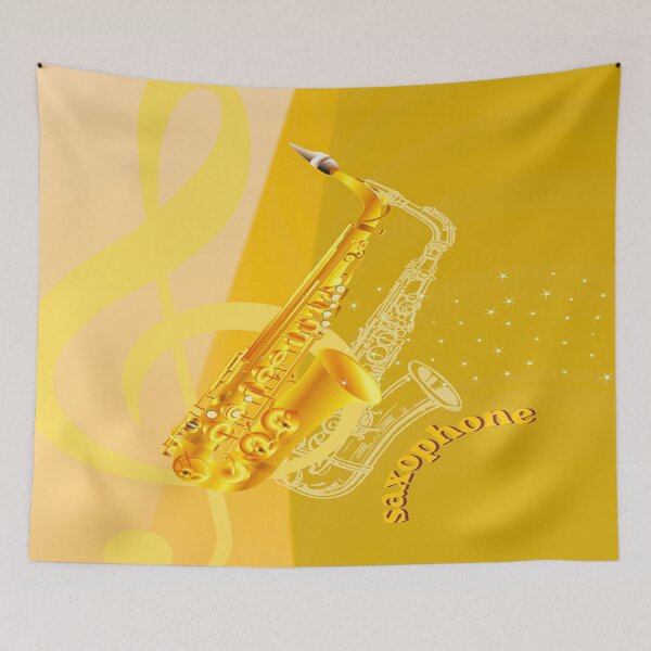 Item preview, A Saxophone In Hues Of Yellow & Gold designed and sold by BrightrDayMusicArt.