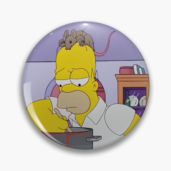 Item preview, Funny Homer Simpson Cooking with Rat on Head Cartoon designed and sold by DohLab.